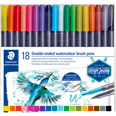 Pinceau aquarelle double-pointe 18 pièces