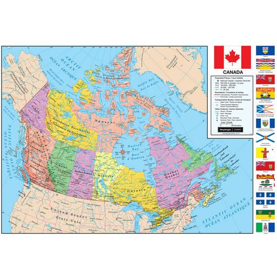 Canada 49"/124.5Cm X 33"/84Cm Wall Map (English/French)