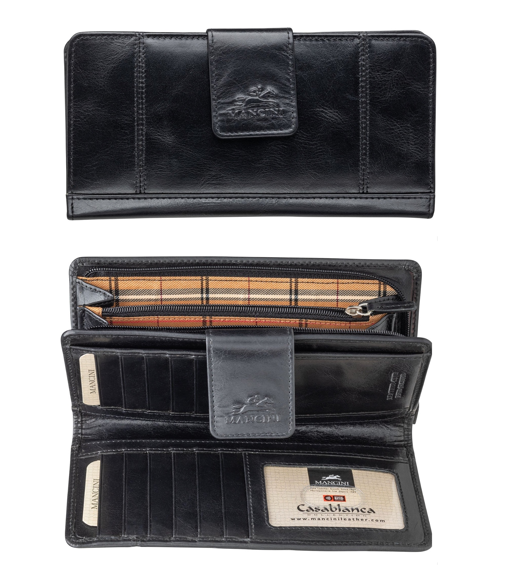 Portefeuille Pochette Femme Anti-RFID Noir