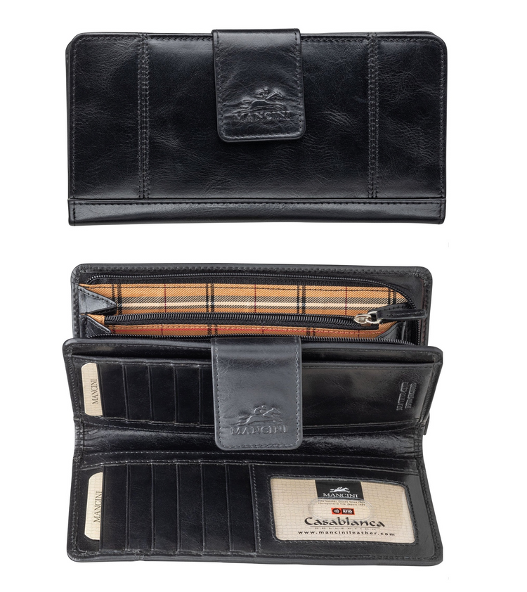 Portefeuille Pochette Femme Anti-RFID Noir