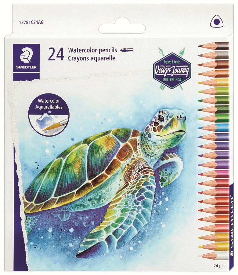 Crayons aquarellables triangulaires 3 mm, lot de 48, FSC 100%