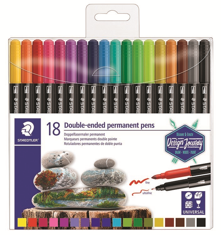 Marqueurs permanents à double pointe, 18 pièces