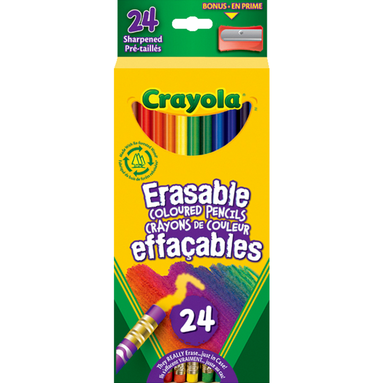 24 Crayons de Couleur Effaçables