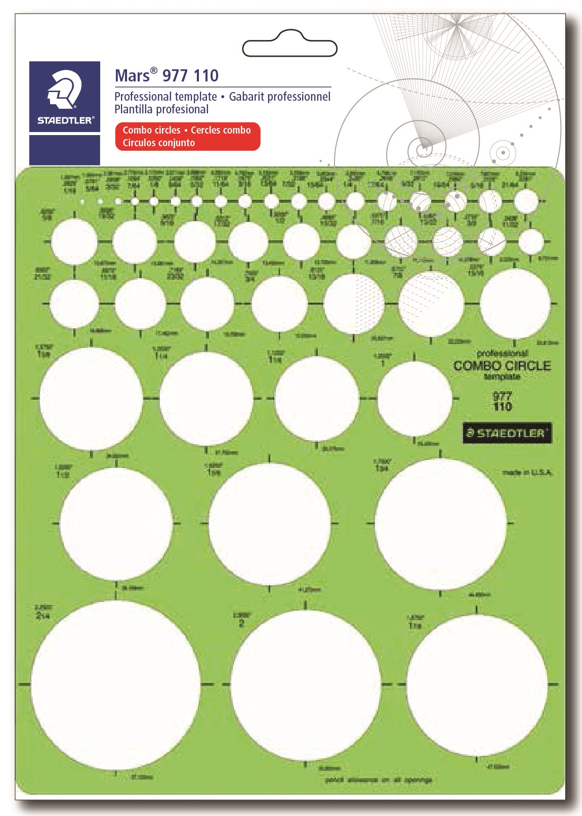977-110-02 STAEDTLER-Mars Limité GABARIT COMBINÉ CERCLES CARTE