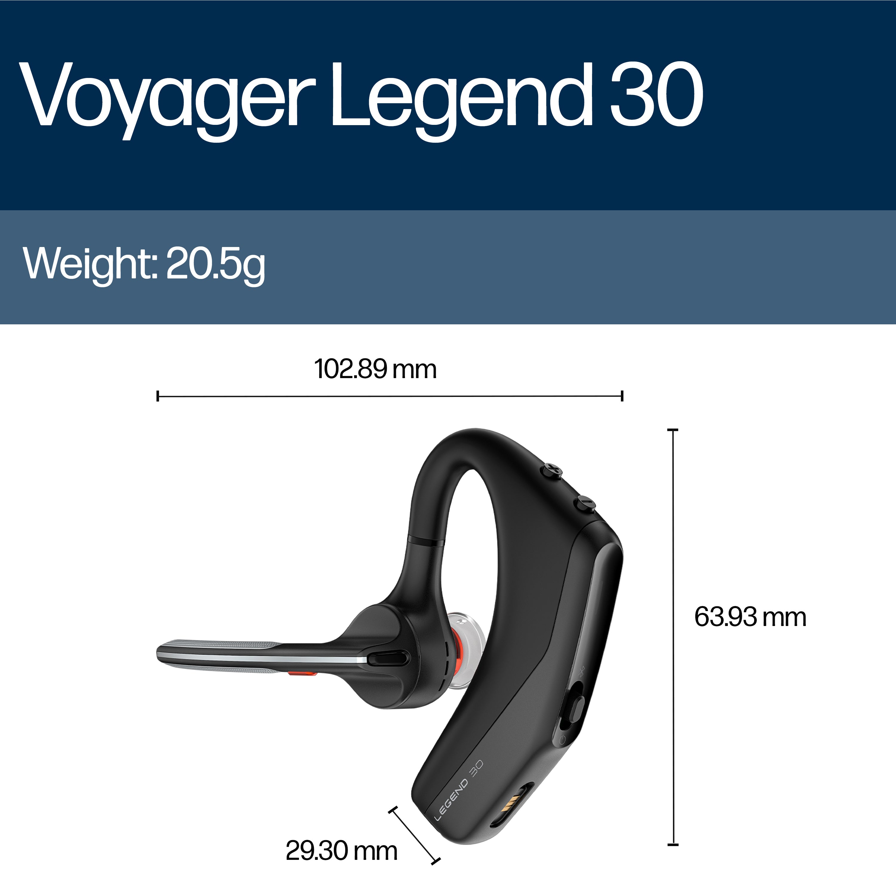 HP Poly Voyager Legend 30 Headset Sans fil Ecouteurs Appels/Musique Bluetooth Noir - Image 3