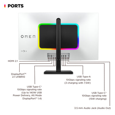 HP OMEN Transcend 31.5 inch UHD 240Hz OLED Gaming Monitor - Transcend 32 écran plat de PC 80 cm (31.5") 3840 x 2160 pixels 4K Ultra HD Blanc - Image 5