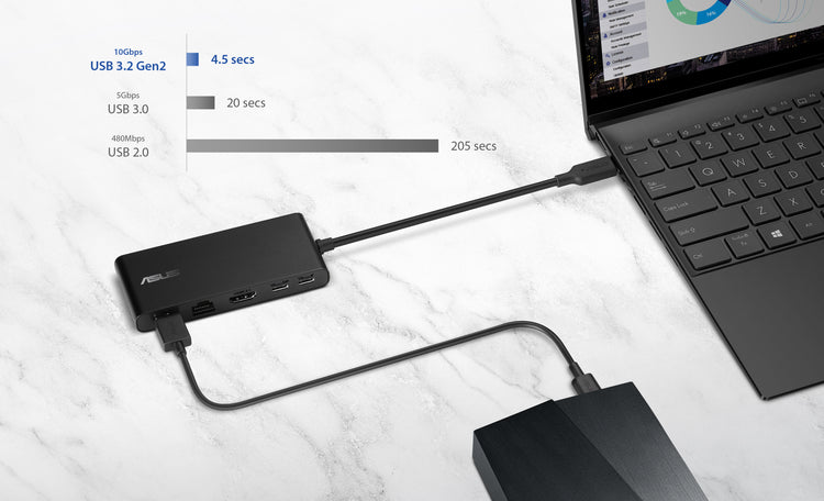 ASUS Dual 4K USB-C Dock DC201 Wired USB 3.2 Gen 2 (3.1 Gen 2) Type-C Black (90XB094N-BDS000) - Cartouches Certifiees
