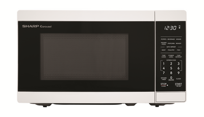 SHARP SMC0760KWC Four à micro-ondes de comptoir blanc 0,7 pi³ 700W avec système de plateau tournant Carousel