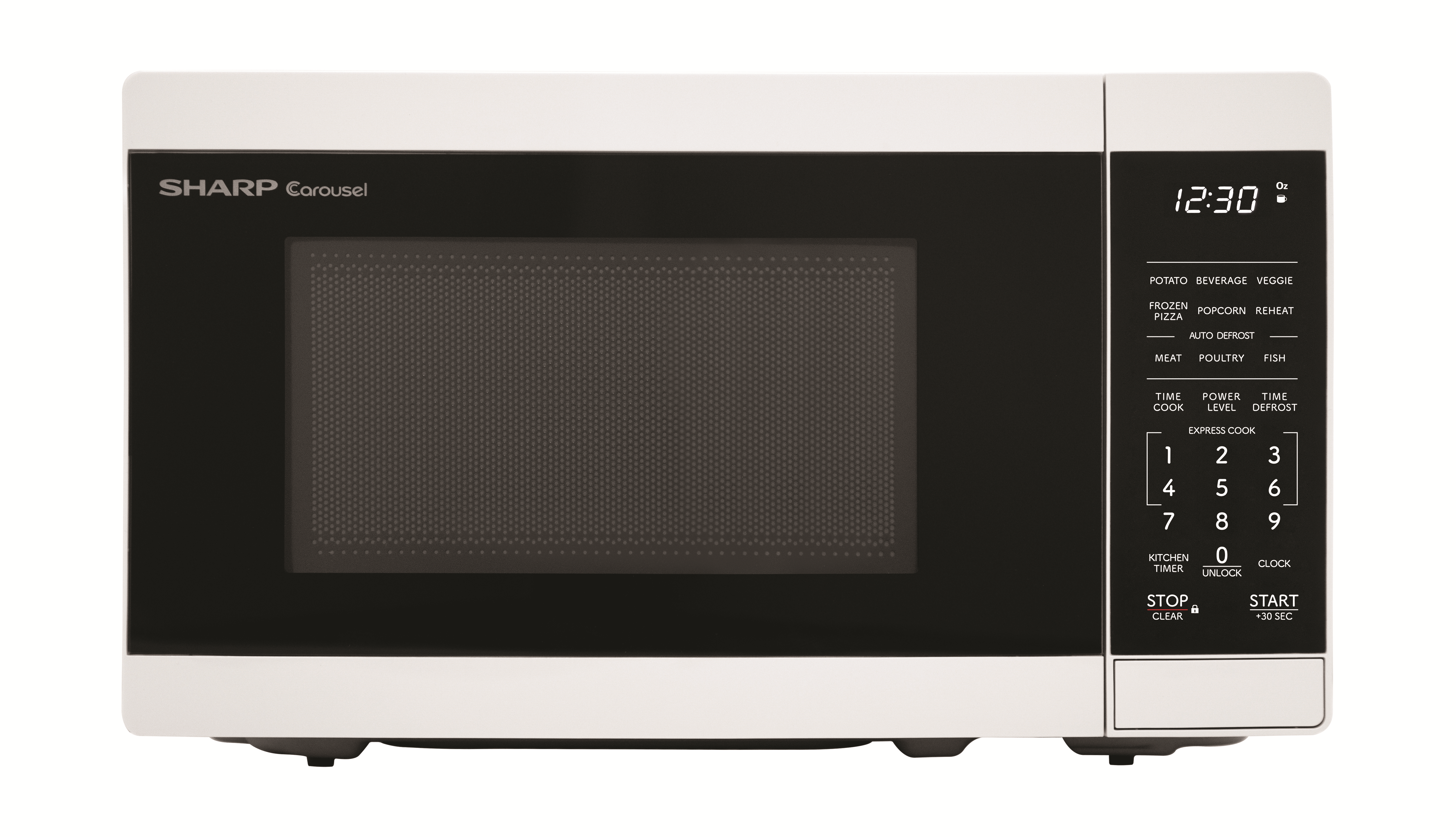 SHARP SMC0760KWC Four à micro-ondes de comptoir blanc 0,7 pi³ 700W avec système de plateau tournant Carousel