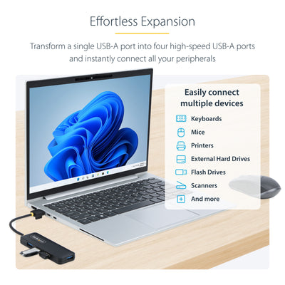 StarTech.com H5A4A-USB-HUB hub & concentrateur USB 3.2 Gen 1 (3.1 Gen 1) Type-A 5000 Mbit/s Noir - Image 12