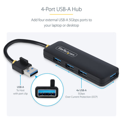 StarTech.com H5A4A-USB-HUB hub & concentrateur USB 3.2 Gen 1 (3.1 Gen 1) Type-A 5000 Mbit/s Noir - Image 13