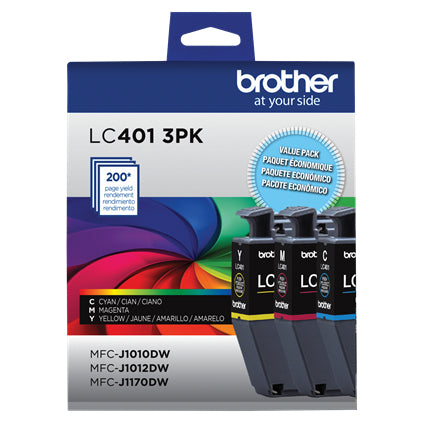 BROTHER LC4013PKS Color 3-Pack Original Inkjet Cartridge - Cartouches Certifiees
