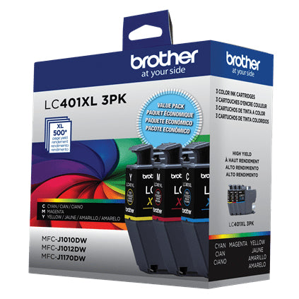 BROTHER LC401XL3PKS Color 3-Pack Original Inkjet Cartridge - Cartouches Certifiees