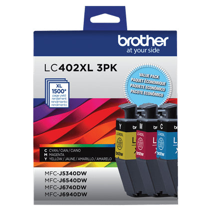 BROTHER LC402XL3PKS 3 Pack Color Original Toner Cartridge - Cartouches Certifiees
