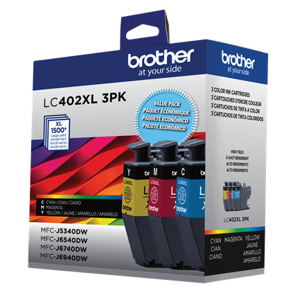 BROTHER LC402XL3PKS 3 Pack Color Original Toner Cartridge - Cartouches Certifiees