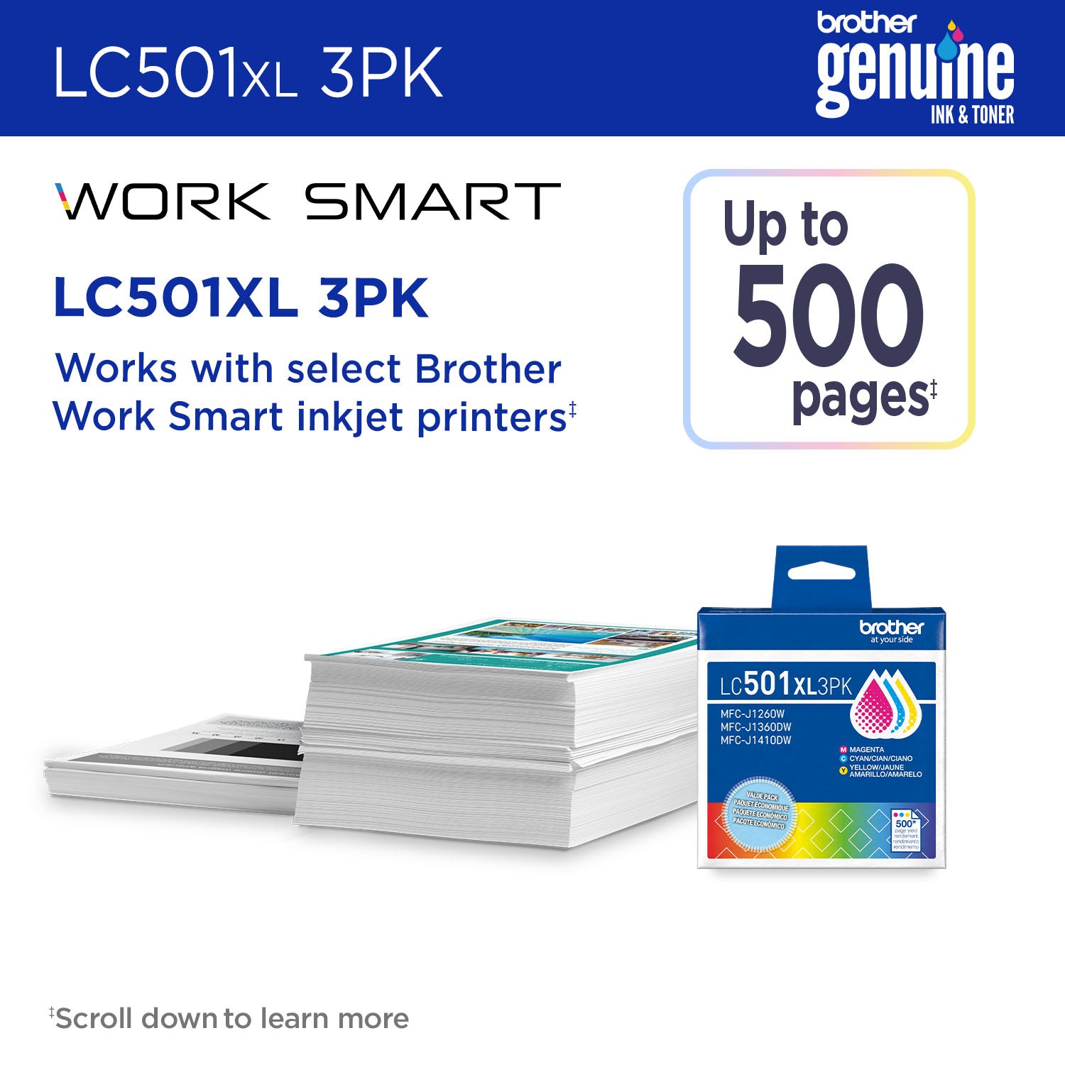 BROTHER LC501XL3PKS Color Original Inkjet Cartridge - Cartouches Certifiees