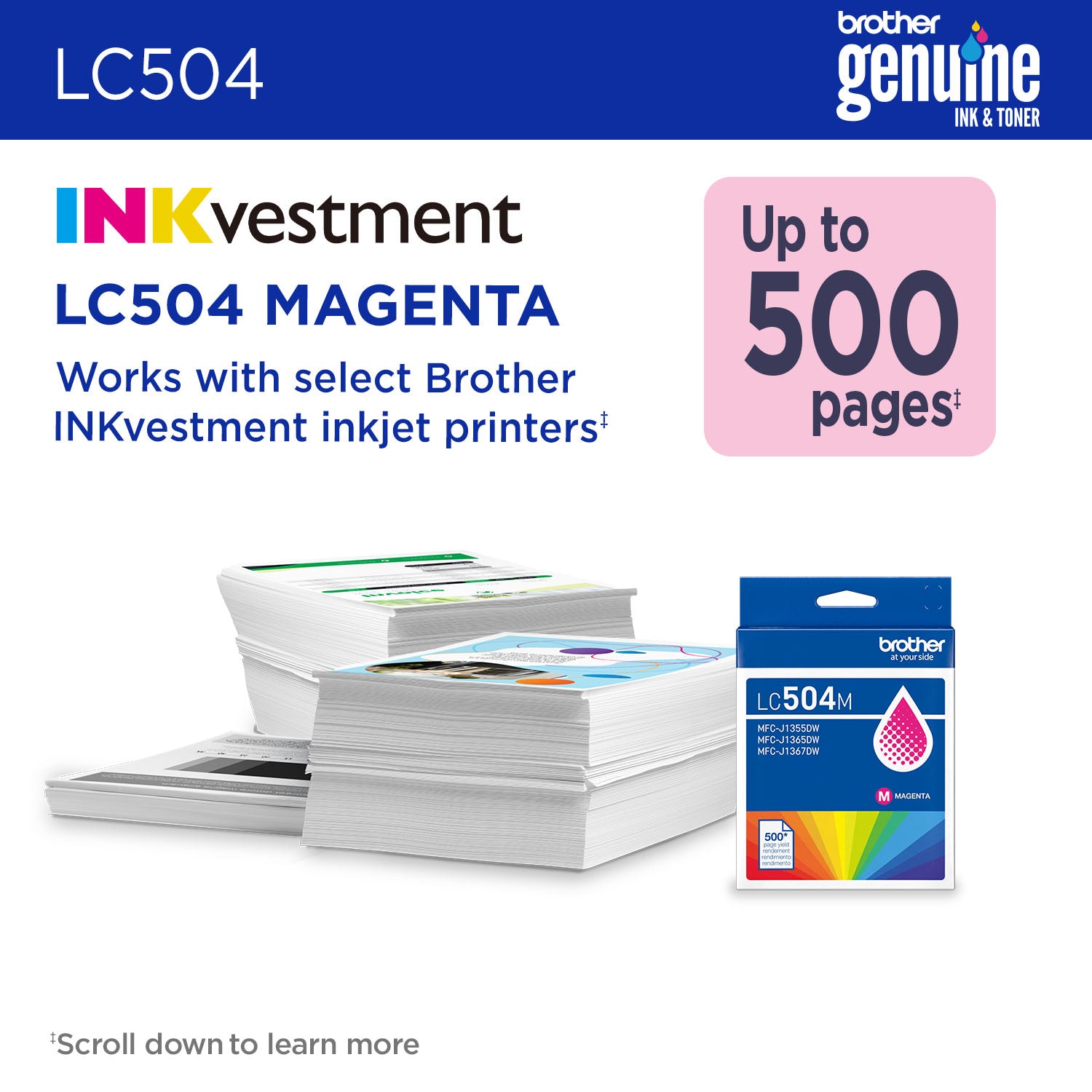 BROTHER LC504MS Magenta Original Inkjet Cartridge - Cartouches Certifiees