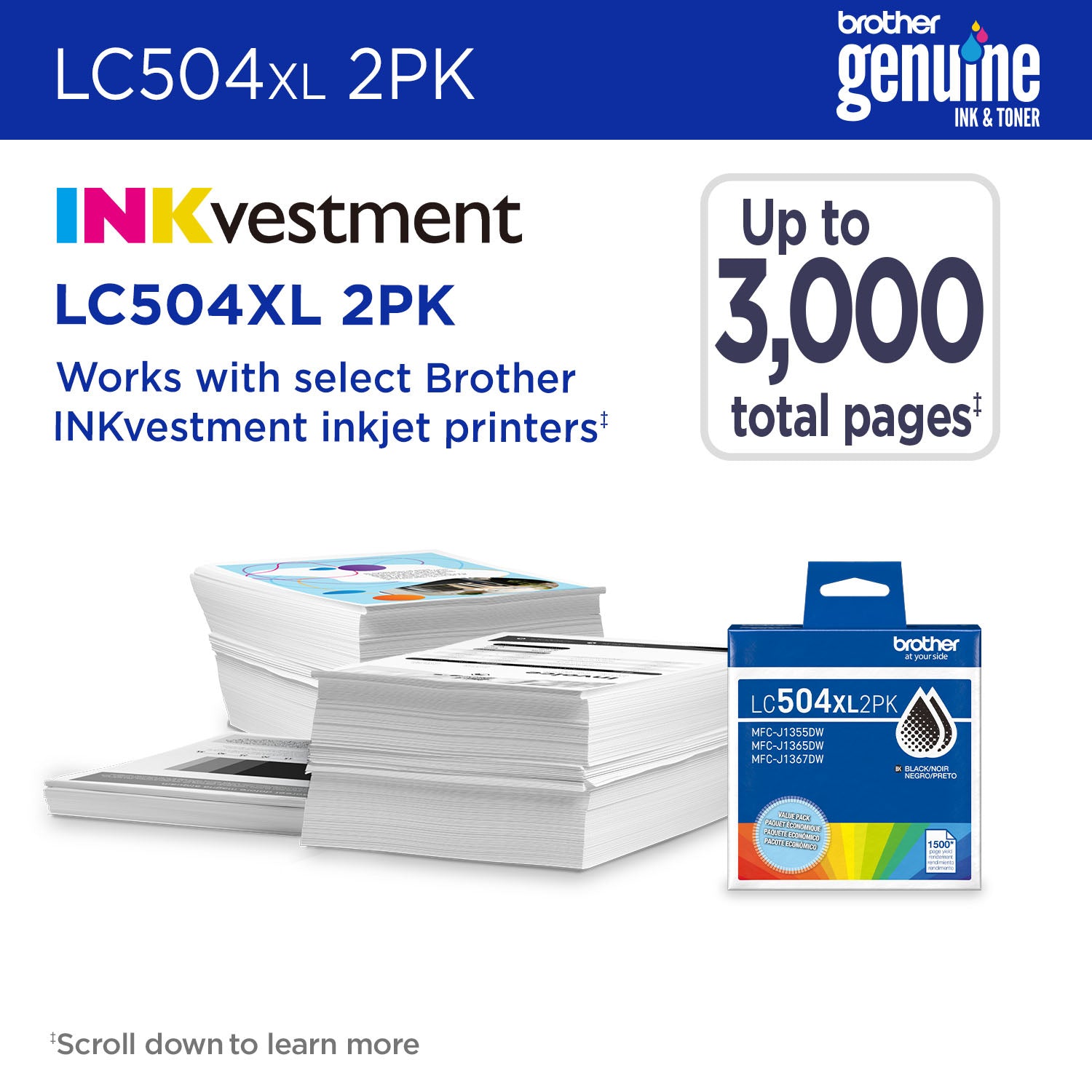 BROTHER LC504XL2PKS Twin Pack Black Original Inkjet Cartridge - Cartouches Certifiees