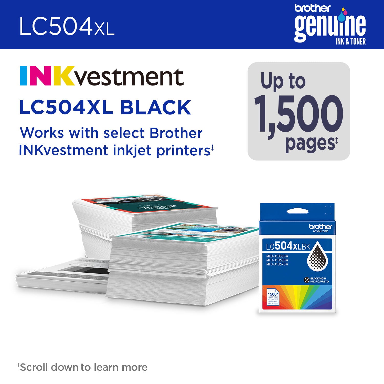 BROTHER LC504XLBKS Black Original Inkjet Cartridge - Cartouches Certifiees