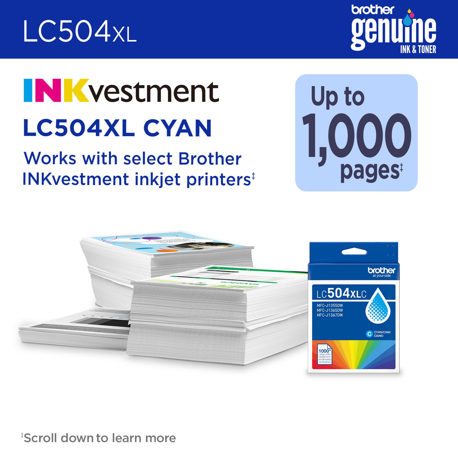 BROTHER LC504XLCS Cyan Original Inkjet Cartridge - Cartouches Certifiees
