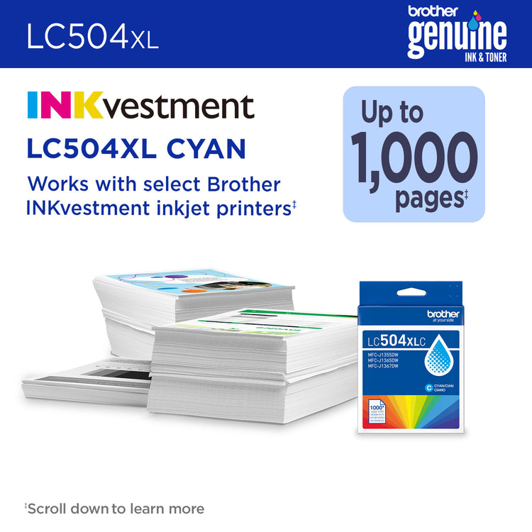BROTHER LC504XLCS Cyan Original Inkjet Cartridge - Cartouches Certifiees