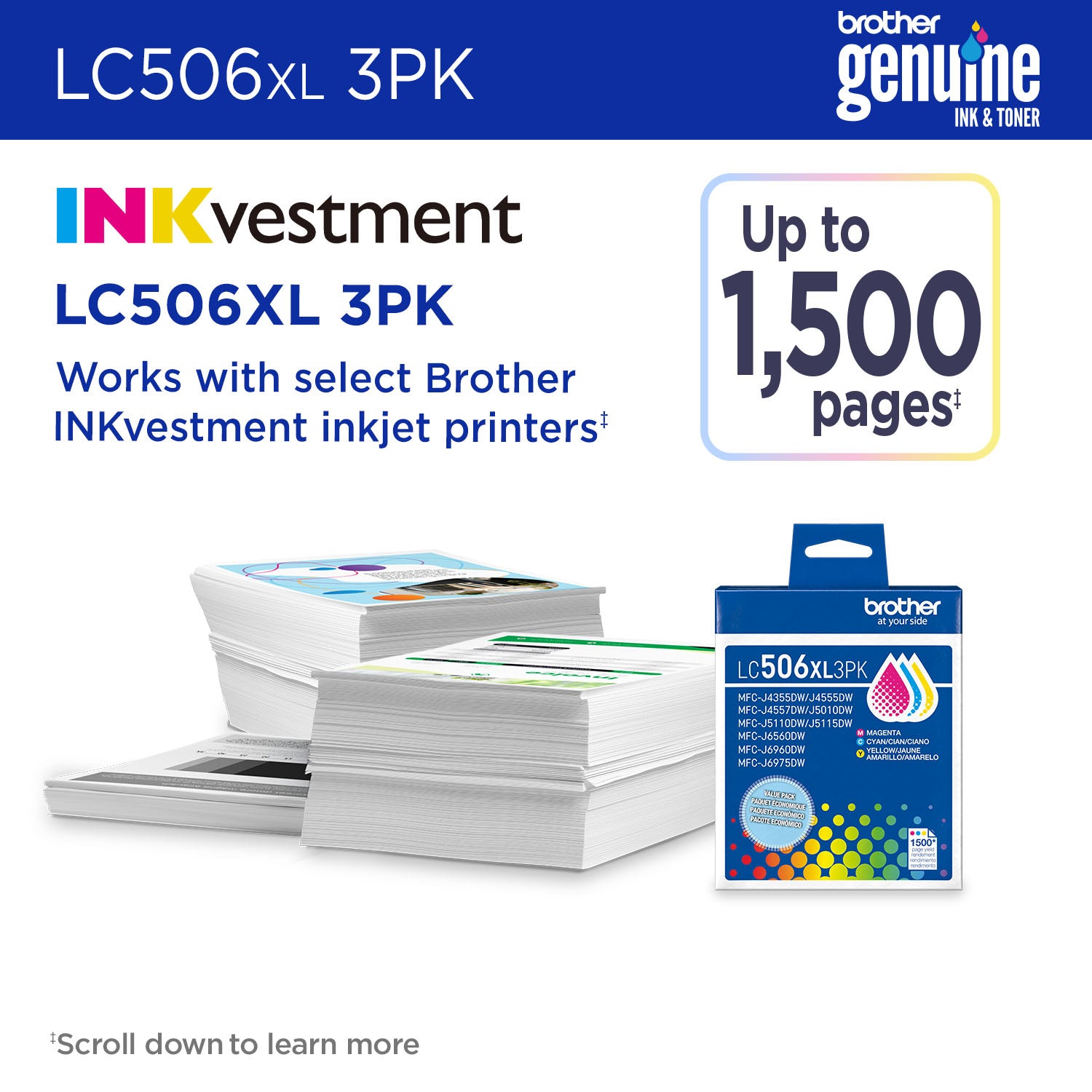 BROTHER LC506XL3PKS Color Original Inkjet Cartridge - Cartouches Certifiees