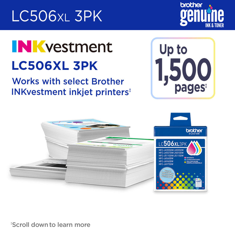 BROTHER LC506XL3PKS Color Original Inkjet Cartridge - Cartouches Certifiees