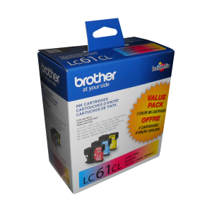 BROTHER LC61 3PKS Color 3-Pack Original Inkjet Cartridge - Cartouches Certifiees