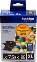 BROTHER LC75BK (LC752PKS) Black 2-Pack Original Inkjet Cartridge - Cartouches Certifiees