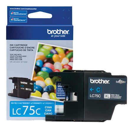 BROTHER LC75C Cyan Original Inkjet Cartridge - Cartouches Certifiees