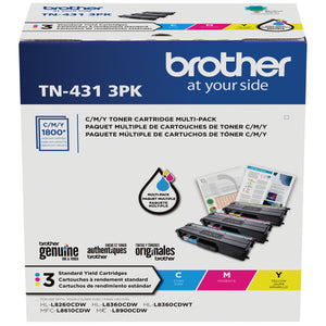 BROTHER TN-431 Color 3-Pack Original Toner Cartridge - Cartouches Certifiees