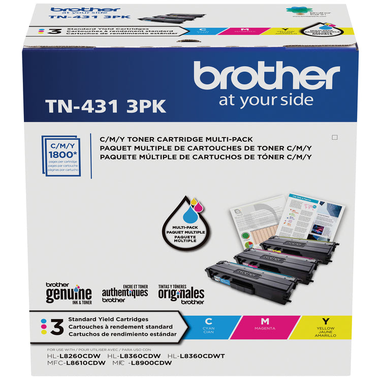 BROTHER TN-431 Color 3-Pack Original Toner Cartridge - Cartouches Certifiees