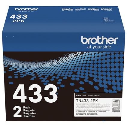BROTHER TN-433BK 2 Pack Black Original Toner Cartridge - Cartouches Certifiees