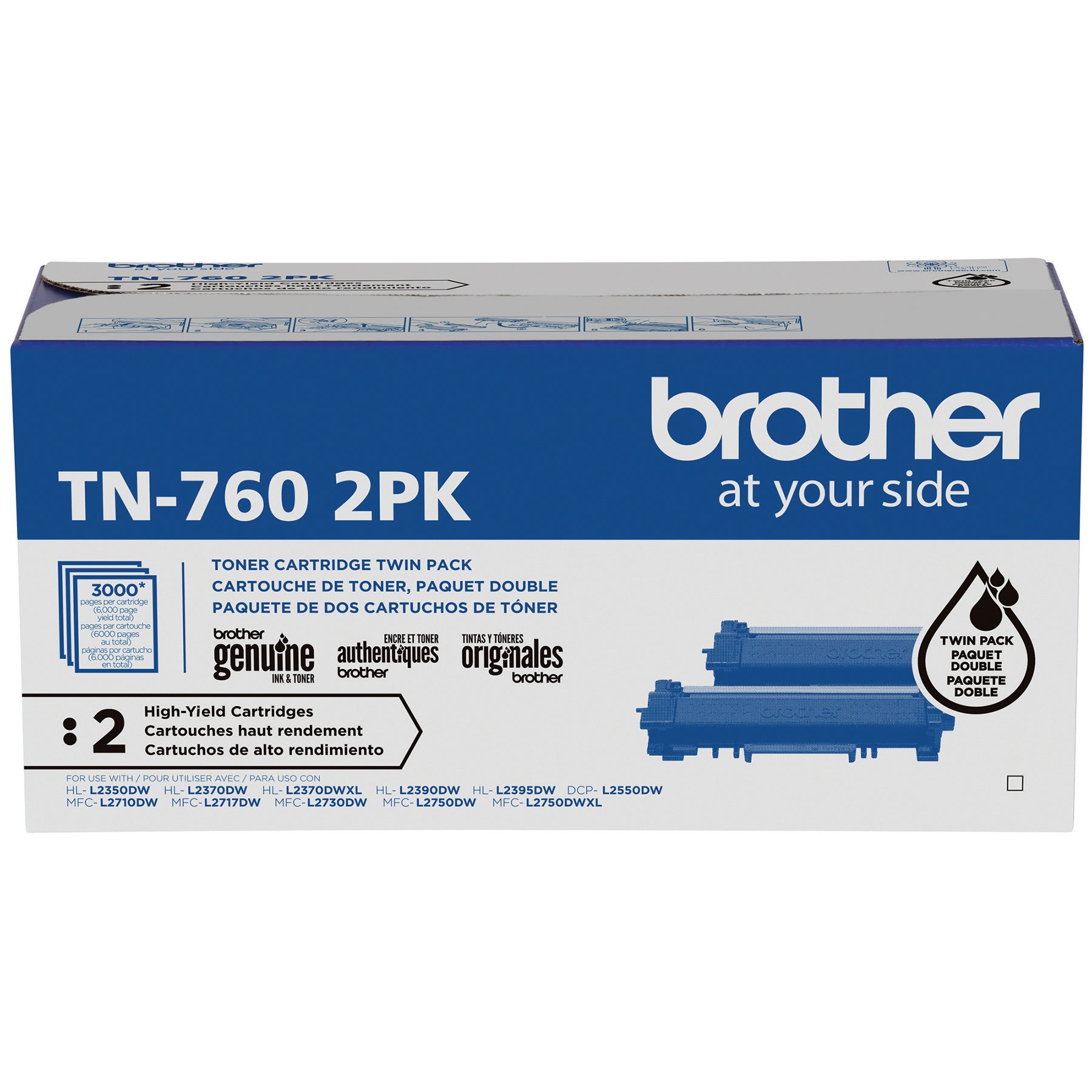 BROTHER  TN-760 2PK Black Original Toner Cartridge - Cartouches Certifiees