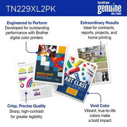 BROTHER TN229XL2PK Black Original Toner Cartridge - Cartouches Certifiees