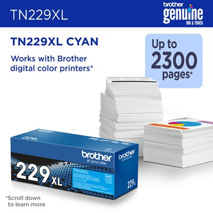 BROTHER TN229XLC Cyan Original Toner Cartridge - Cartouches Certifiees
