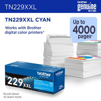 BROTHER TN229XXLC Cyan Original Toner Cartridge - Cartouches Certifiees