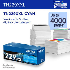 BROTHER TN229XXLC Cyan Original Toner Cartridge - Cartouches Certifiees