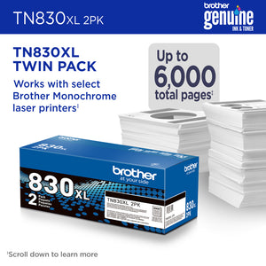 BROTHER TN830XL2PK Black Original Toner Cartridge - Cartouches Certifiees