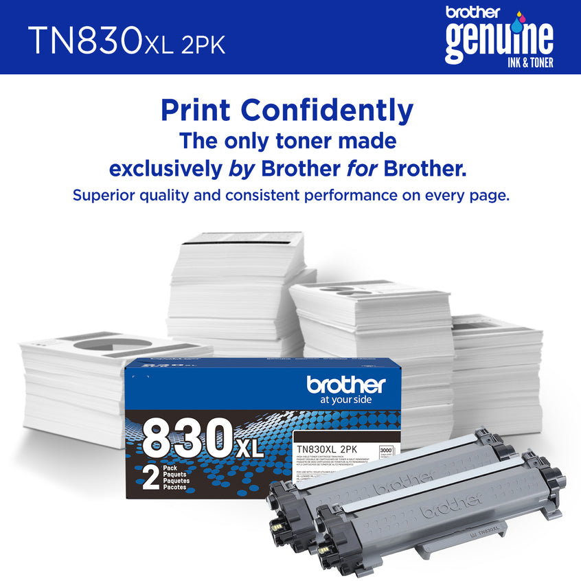 BROTHER TN830XL2PK Black Original Toner Cartridge - Cartouches Certifiees