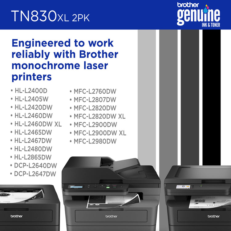 BROTHER TN830XL2PK Black Original Toner Cartridge - Cartouches Certifiees