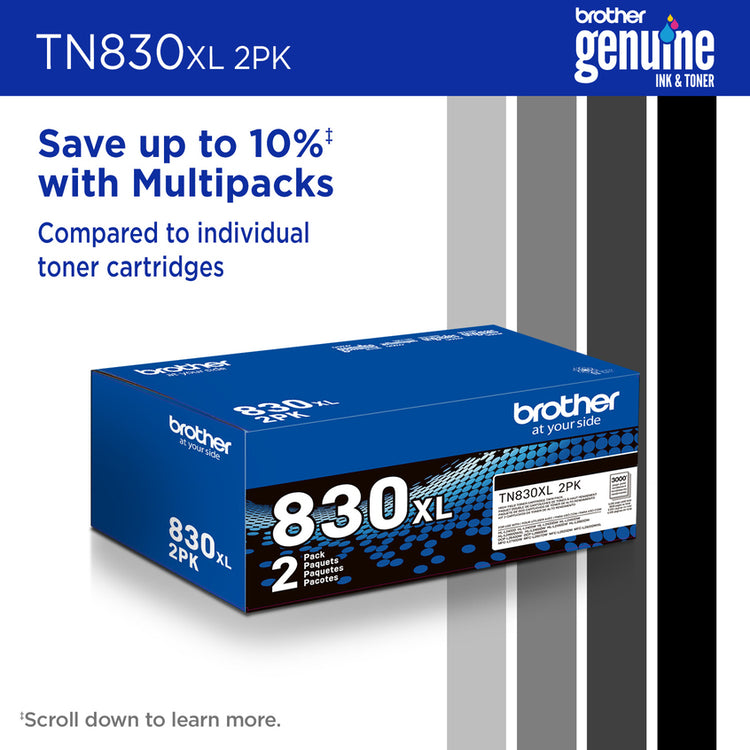 BROTHER TN830XL2PK Black Original Toner Cartridge - Cartouches Certifiees