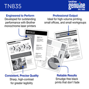 BROTHER TN835 Black Original Toner Cartridge - Cartouches Certifiees