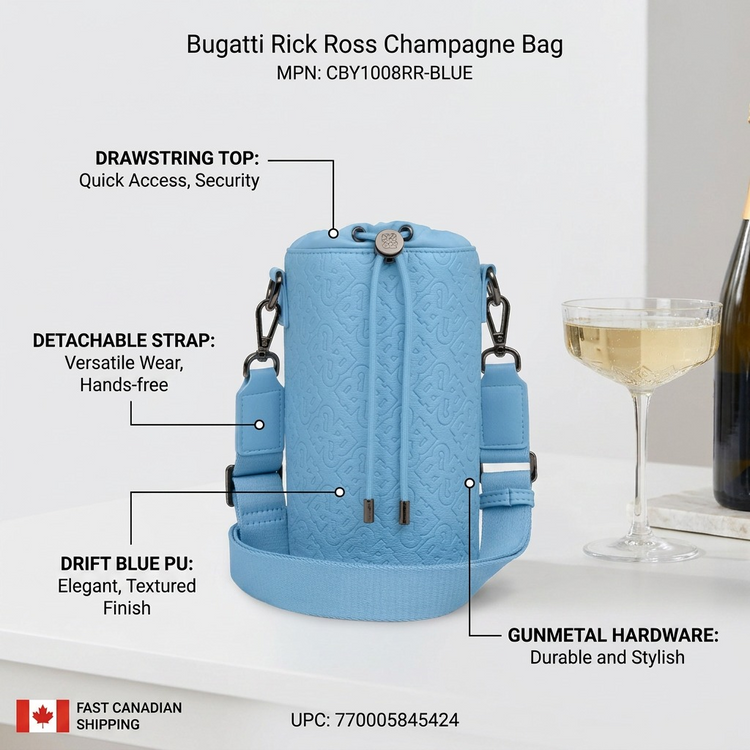 BUGATTI Rick Ross - Champagne Bag - PU Drift Blue (CBY1008RR-BLUE) - Cartouches Certifiees