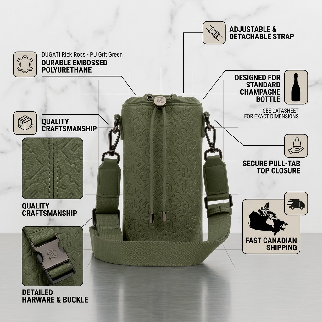 BUGATTI Rick Ross - Champagne Bag - PU Grit Green (CBY1008RR-KHAKI) - Cartouches Certifiees
