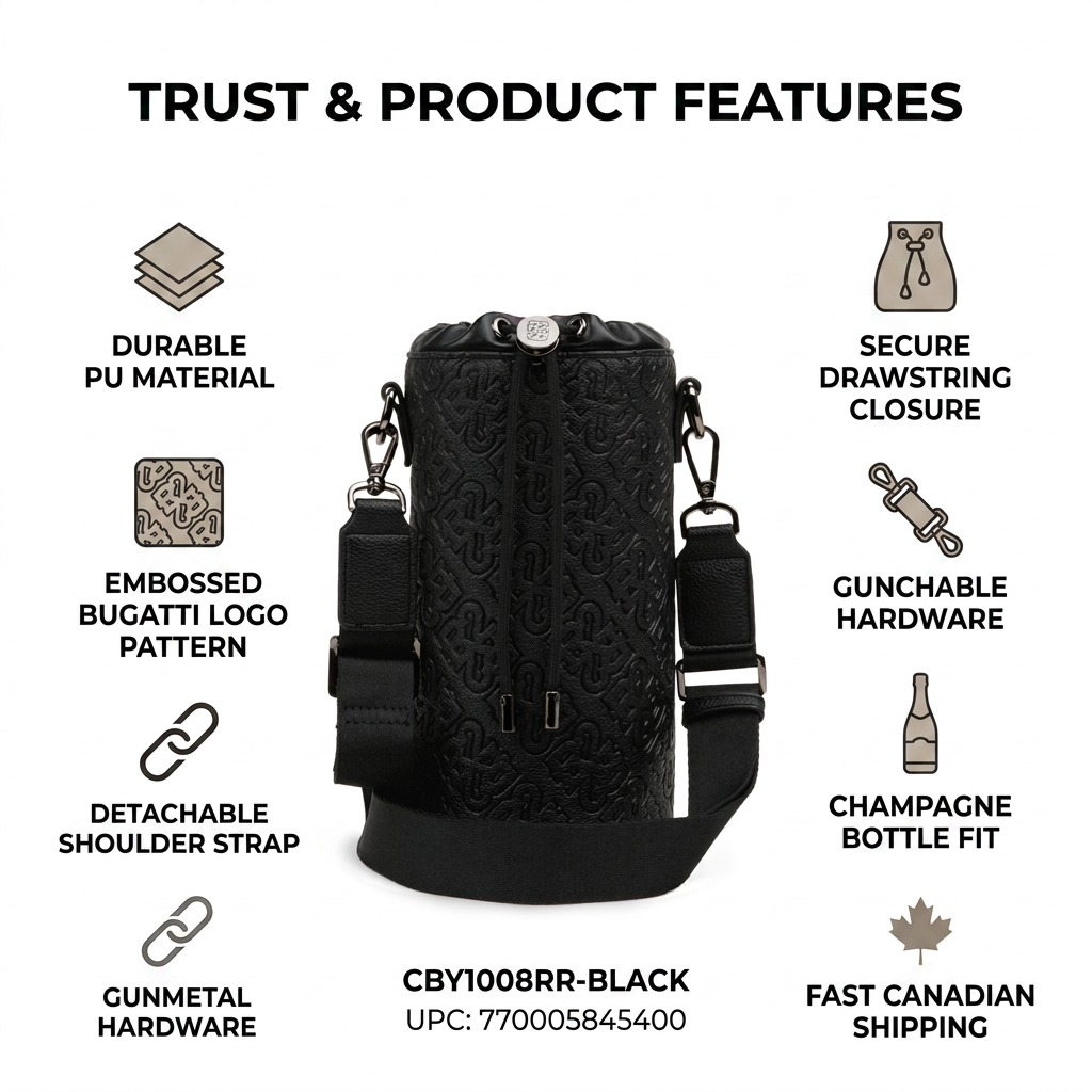 BUGATTI Rick Ross - Champagne Bag - PU Phantom Black (CBY1008RR-BLACK) - Cartouches Certifiees