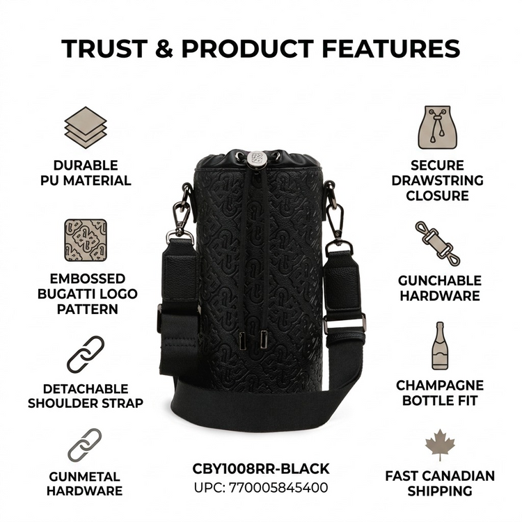 BUGATTI Rick Ross - Champagne Bag - PU Phantom Black (CBY1008RR-BLACK) - Cartouches Certifiees
