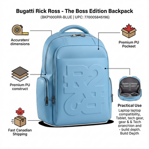 BUGATTI Rick Ross - The Boss Edition Backpack - PU Drift Blue (BKP1000RR-BLUE) - Cartouches Certifiees