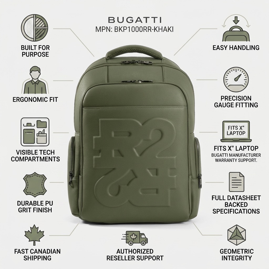 BUGATTI Rick Ross - The Boss Edition Backpack - PU Grit Green (BKP1000RR-KHAKI) - Cartouches Certifiees