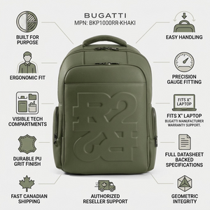 BUGATTI Rick Ross - The Boss Edition Backpack - PU Grit Green (BKP1000RR-KHAKI) - Cartouches Certifiees